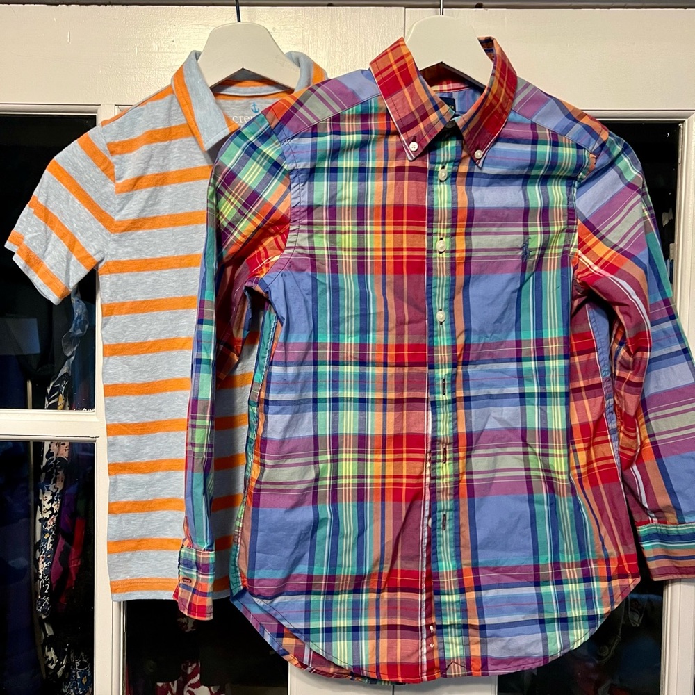 Boys’ size 8 lot: Polo Ralph Lauren madras shirt, J. Crew polo